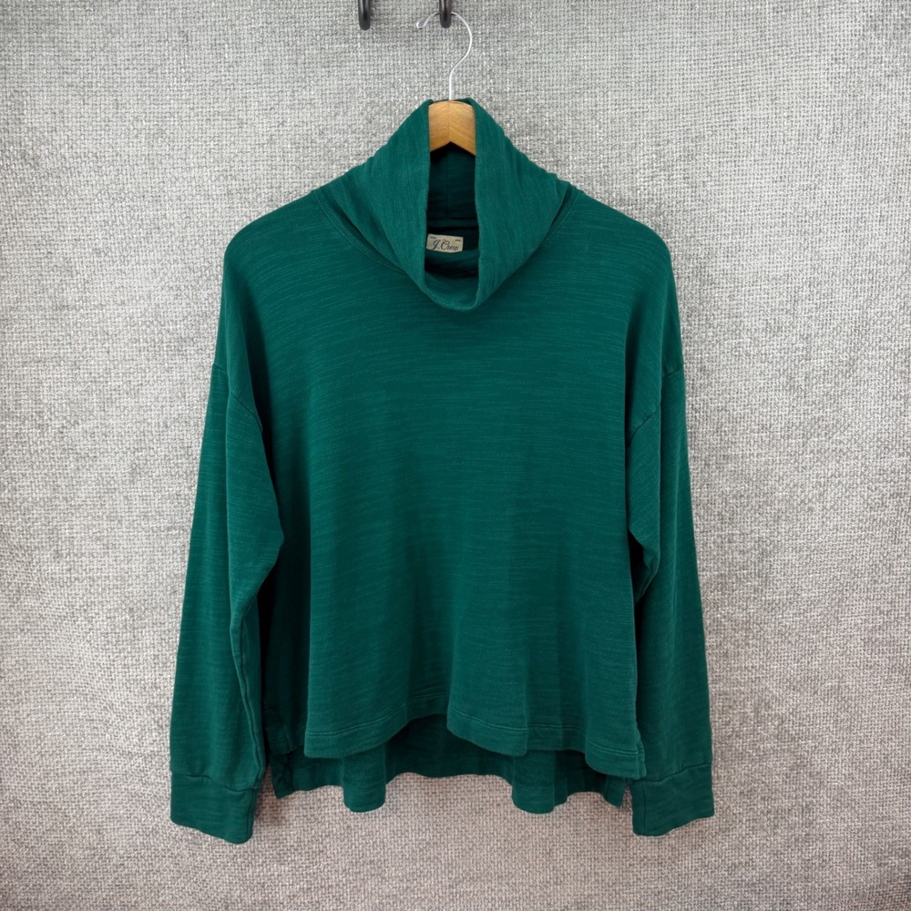 J.Crew Vintage Reimagined Fleece Sweatshirt Women's XL Green Turtleneck Cotton